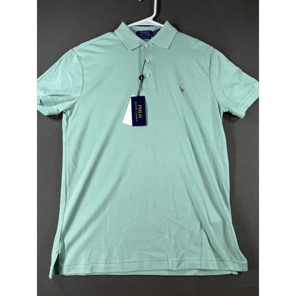 Polo Ralph Lauren Shirt Mens Small Teal Green Slim Fit Preppy Flesh Pony NEW